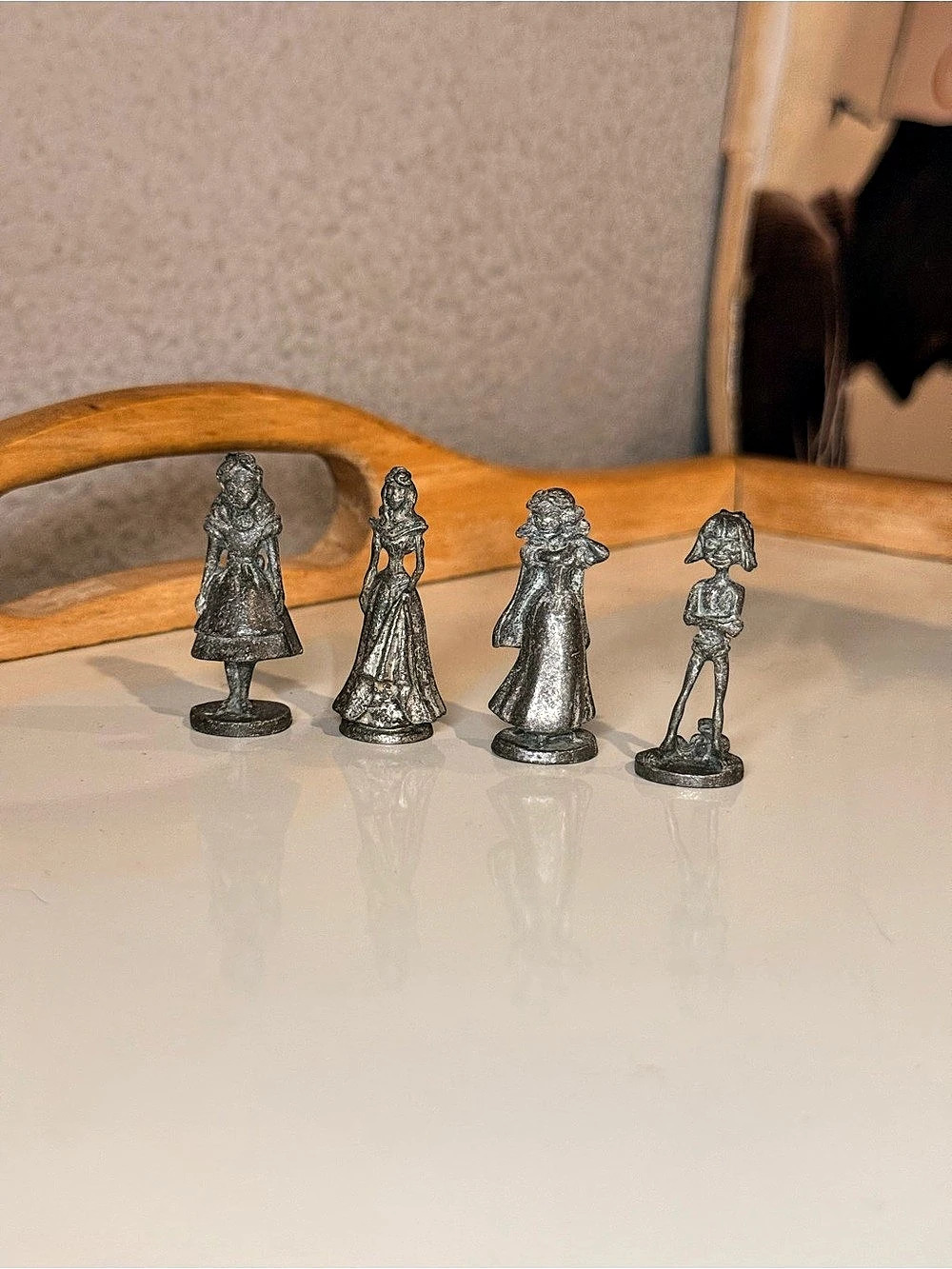 2001 Disney Monopoly Pewter Lot Snow White Aurora Peter Pan Mowgli Vintage